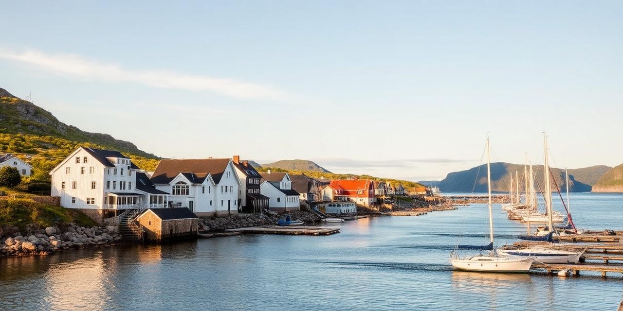Eiendomsmegler Vollen – kystlandskap med hvite trehus og marina i Vollen, Asker